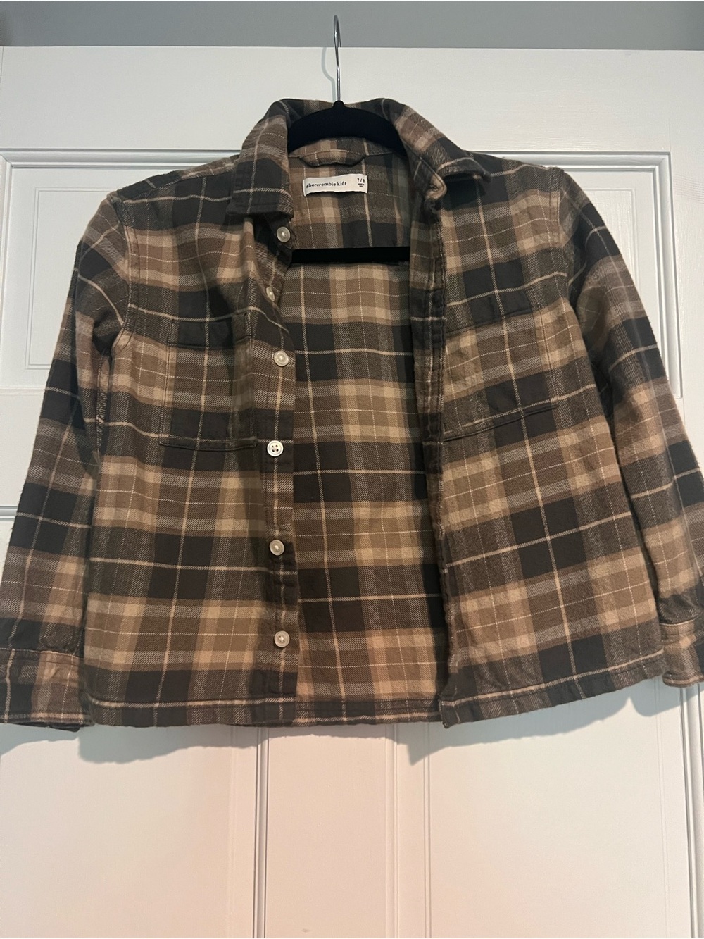 abercrombie kids Plaid Button-Up Shirt in Brown and Olive